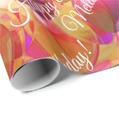 Mousserende goudroze koraalballonnen cadeaupapier (Rol Hoek)