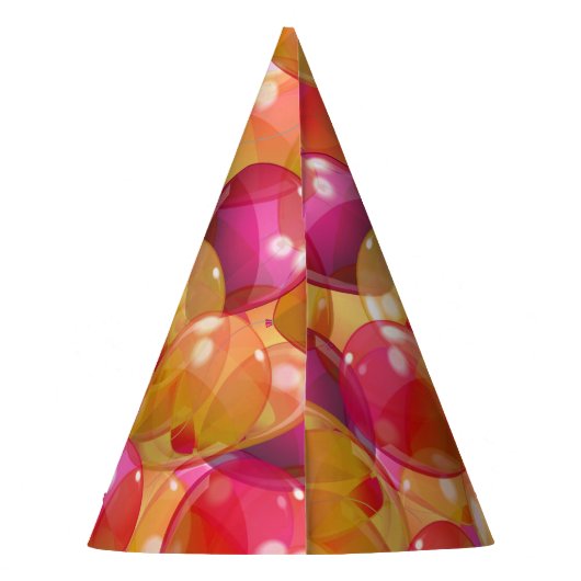 Mousserende goudroze koraalballonnen feesthoedjes (Achterkant)