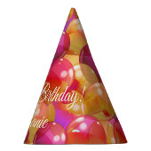 Mousserende goudroze koraalballonnen feesthoedjes (Rechts)