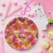 Mousserende goudroze koraalballonnen papieren bordje (Feest)