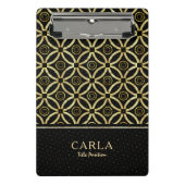 Mousserende goudtextuur op zwart gGeometrisch patr Mini Klembord (Voorkant)