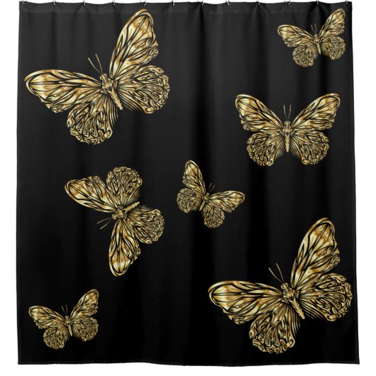 Mousserende goudvlinders in het zwarte gordijn (Voorkant)