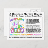 Mousserende granaatappel Martini Recept Po Feestdagenkaart (Voorkant / Achterkant)