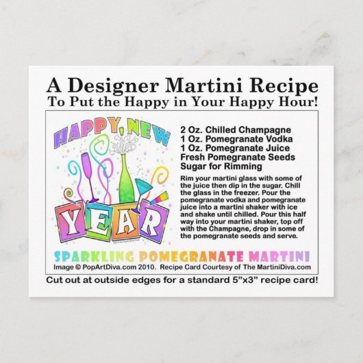Mousserende granaatappel Martini Recept Po Feestdagenkaart (Voorkant)