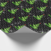 Mousserende groene lint kerstbomen cadeaupapier (Hoek)