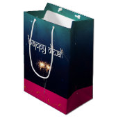 Mousserende Happy Diwali - Middelgrote Gift Bag Medium Cadeauzakje (Voorkant Gekanteld)