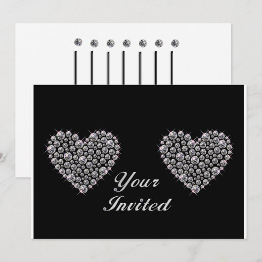 Mousserende harhinestone Bling-uitnodiging Kaart (Voorkant / Achterkant)