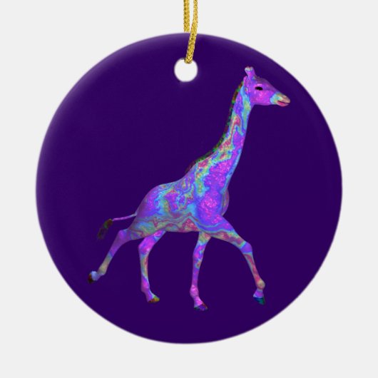 Mousserende Hippie Style Paarse Giraffe Keramisch Ornament (Voorkant)