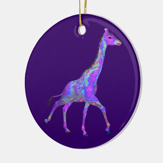 Mousserende Hippie Style Paarse Giraffe Keramisch Ornament (Links)