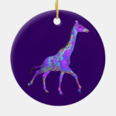 Mousserende Hippie Style Paarse Giraffe Keramisch Ornament (Achterkant)