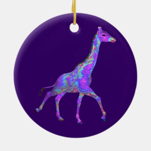 Mousserende Hippie Style Paarse Giraffe Keramisch Ornament (Achterkant)