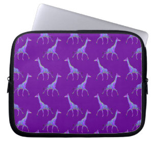Mousserende Hippie Style Paarse Giraffe Laptop Sleeve