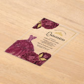 Mousserende jurk Bourgogne Bloemrijke Goud Quincea Acryl Uitnodigingen (Laagn)