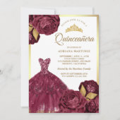 Mousserende jurk Bourgogne Bloemrijke Goud Quincea Kaart (Voorkant)