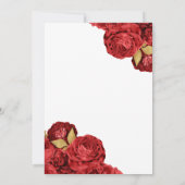 Mousserende jurk Red Roses Gold Quinceanera Kaart (Achterkant)