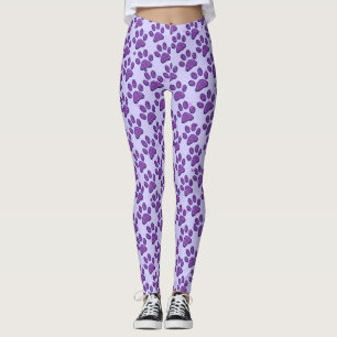 mousserende kattenpootdruk - paars leggings
