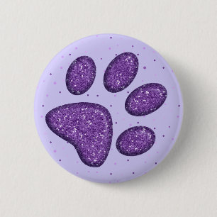 mousserende kattenpootdruk - paars ronde button 5,7 cm