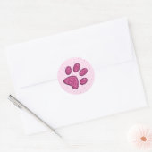 mousserende kattenpootdruk - roze ronde sticker (Envelop)