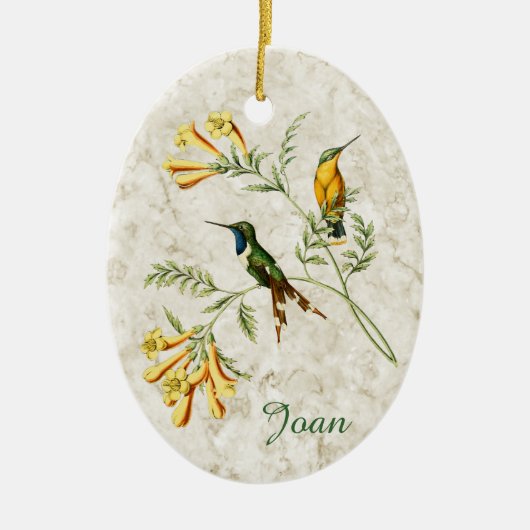 Mousserende keizervogel keramisch ornament (Voorkant)