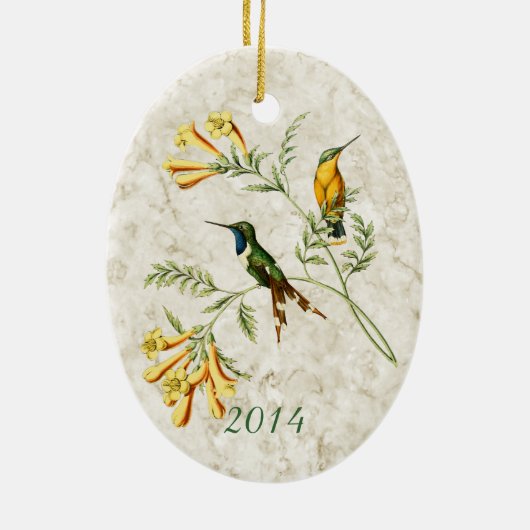 Mousserende keizervogel keramisch ornament (Achterkant)