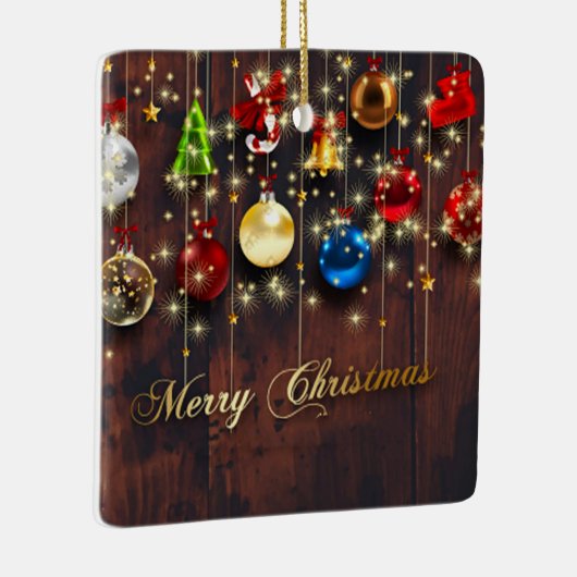 Mousserende kerstballen, sterren en sneeuwvlokken keramisch ornament (Rechts)