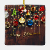 Mousserende kerstballen, sterren en sneeuwvlokken keramisch ornament (Voorkant)