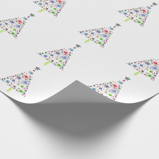 Mousserende kerstbomen cadeaupapier (Hoek)