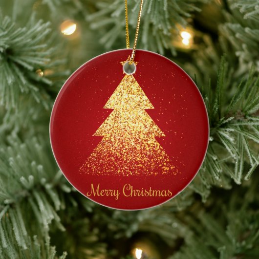 Mousserende kerstboom Golden Red Keramisch Ornament (Boom)