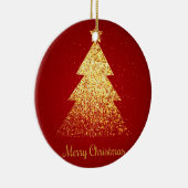 Mousserende kerstboom Golden Red Keramisch Ornament (Rechts)