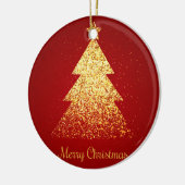 Mousserende kerstboom Golden Red Keramisch Ornament (Links)
