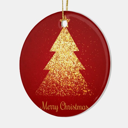 Mousserende kerstboom Golden Red Keramisch Ornament (Links)