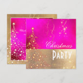 Mousserende kerstboom Hot + Flashy Roze Gouden Tri Kaart (Voorkant / Achterkant)