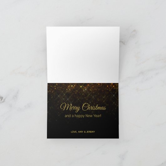 Mousserende kerstfeestkaart met gouden kerst feestdagen kaart (Binnen)