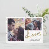 mousserende kever | Happy New Year Two-foto Feestdagenkaart (Staand voorkant)