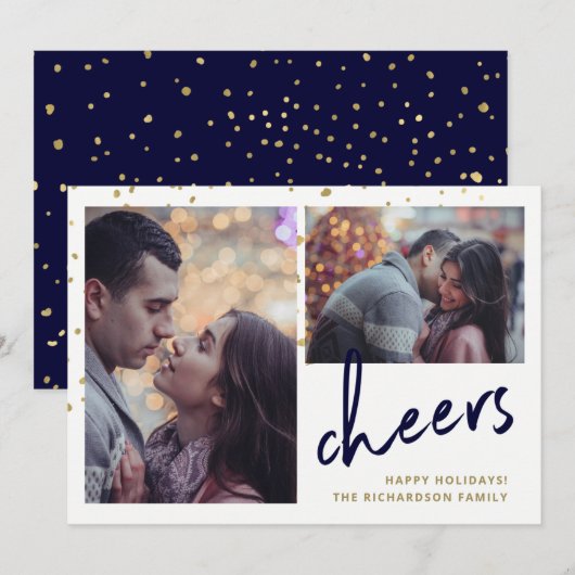 mousserende kever | Twee foto Feestdagenkaart (Voorkant / Achterkant)