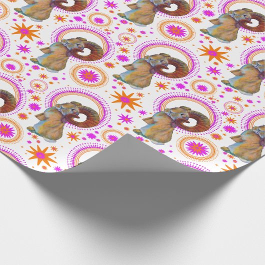 Mousserende konijn in Sinaasappel en roze Cadeaupapier (Hoek)