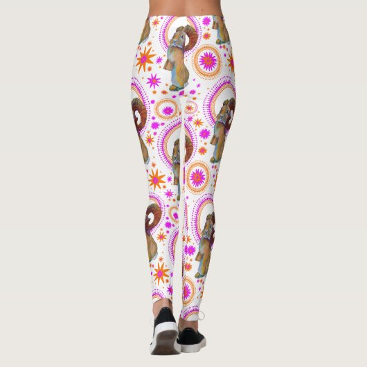 Mousserende konijn in Sinaasappel en roze Leggings (Achterkant)