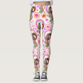 Mousserende konijn in Sinaasappel en roze Leggings (Voorkant)