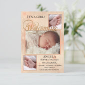 Mousserende lampjes Baby Girl Birth Announding Kaa Bedankkaart (Staand voorkant)