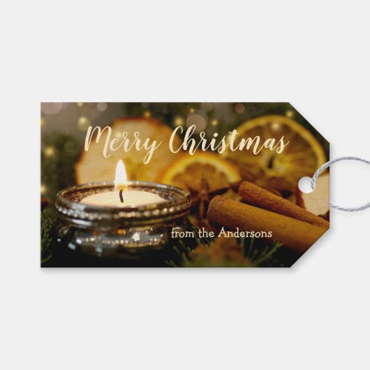 Mousserende lampjes Cinnamon Merry kerstcadeau Lab Cadeaulabel (Voorkant (Horizontaal))