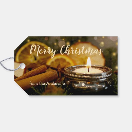 Mousserende lampjes Cinnamon Merry kerstcadeau Lab Cadeaulabel (Achterkant Horizontaal)