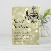 Mousserende lampjes Gold Ballroom Sweet 16 Uitnodi Kaart (Staand voorkant)