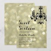 Mousserende lampjes Gold Ballroom Sweet 16 Uitnodi Kaart (Voorkant / Achterkant)
