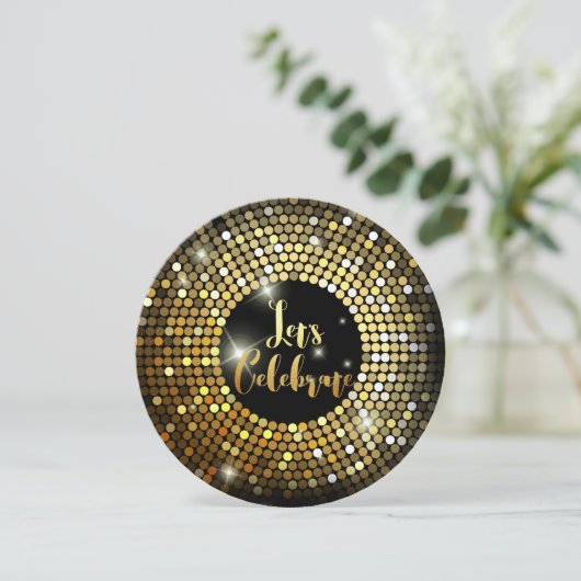 Mousserende lampjes Gold Glitter Night Party Invit Kaart (Staand voorkant)