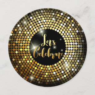Mousserende lampjes Gold Glitter Night Party Invit Kaart