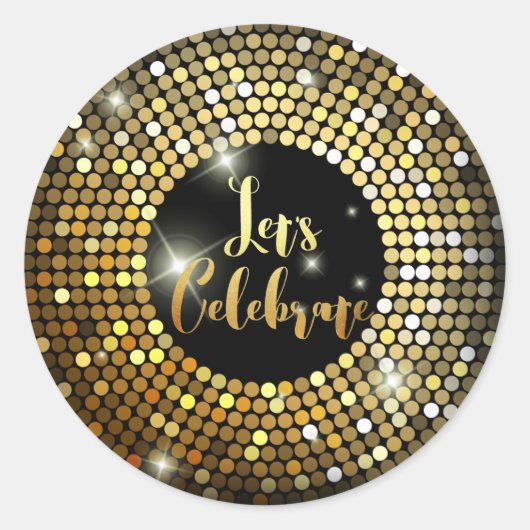 Mousserende lampjes Gold Glitter Night Party Ronde Sticker (Voorkant)