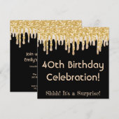 Mousserende latte, goudglitter Drips 40e verjaarda Kaart (Voorkant / Achterkant)