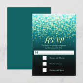Mousserende lichten blauwgroen blauw en aqua bruil RSVP kaartje (Voorkant / Achterkant)
