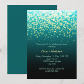 Mousserende lichten blauwgroen bruiloft repetitie kaart (Voorkant / Achterkant)