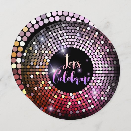 Mousserende lichten Chic Feminine Night Party Kaart (Voorkant / Achterkant)